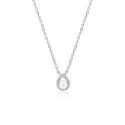 Lantisor argint cu perla naturala alba si cristale DiAmanti SK23224N_W-G (Argint 925‰ 2,3 g.)
